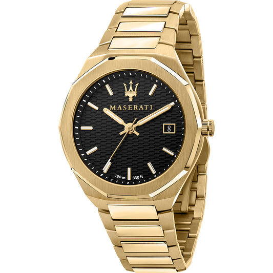 Maserati - Stile Gold Tone Stainless Steel Black Dial Mens Watch - R8853142004