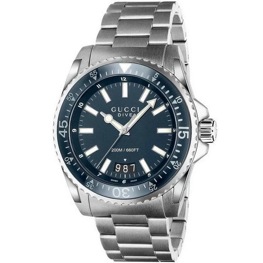 Gucci - Dive Stainless Steel Bracelet Blue Dial Men's XL Watch - YA136203